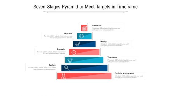 Seven Stages Pyramid To Meet Targets In Timeframe Ppt PowerPoint Presentation Infographic Template Diagrams PDF