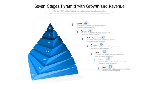 Seven Stages Pyramid With Growth And Revenue Ppt PowerPoint Presentation Show Graphics Download PDF