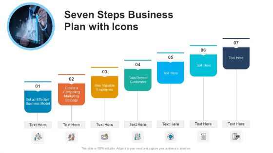 Seven Steps Business Plan With Icons Ppt PowerPoint Presentation File Clipart PDF