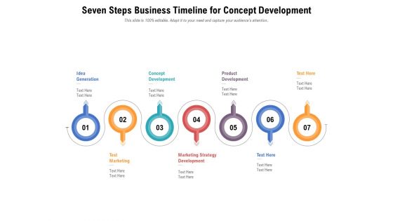 Seven Steps Business Timeline For Concept Development Ppt PowerPoint Presentation File Icon PDF