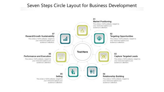 Seven Steps Circle Layout For Business Development Ppt PowerPoint Presentation Pictures Example Introduction PDF