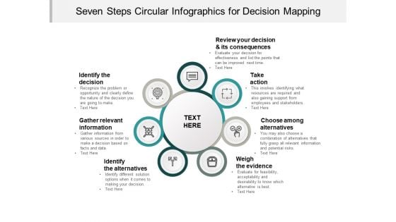 Seven Steps Circular Infographics For Decision Mapping Ppt PowerPoint Presentation Icon Designs