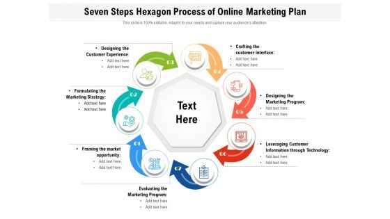 Seven Steps Hexagon Process Of Online Marketing Plan Ppt PowerPoint Presentation File Inspiration PDF