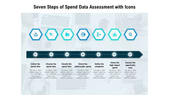 Seven Steps Of Spend Data Assessment With Icons Ppt PowerPoint Presentation Styles Portrait