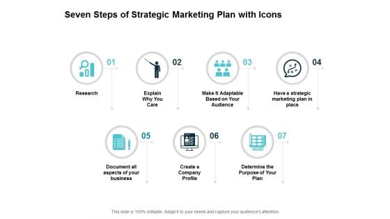 Seven Steps Of Strategic Marketing Plan With Icons Ppt Powerpoint Presentation Model Graphics