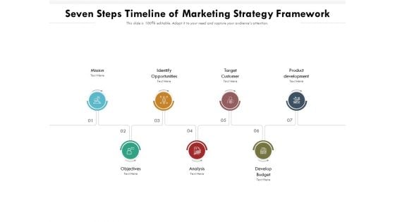 Seven Steps Timeline Of Marketing Strategy Framework Ppt PowerPoint Presentation File Demonstration PDF