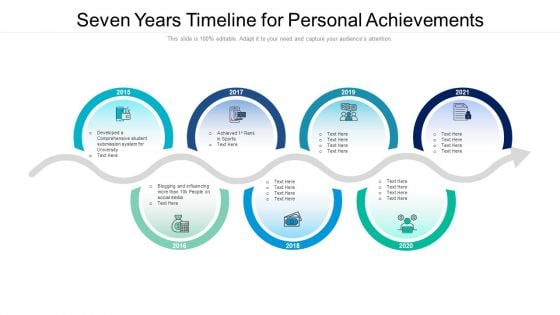 Seven Years Timeline For Personal Achievements Ppt PowerPoint Presentation File Themes PDF