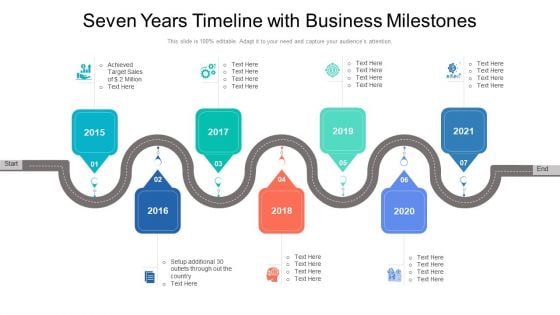 Seven Years Timeline With Business Milestones Ppt PowerPoint Presentation Gallery Picture PDF