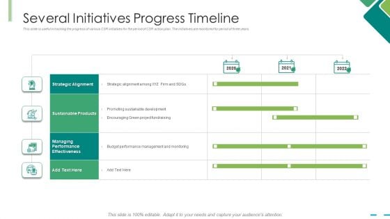 Several Initiatives Progress Timeline Ppt Infographics Gridlines PDF