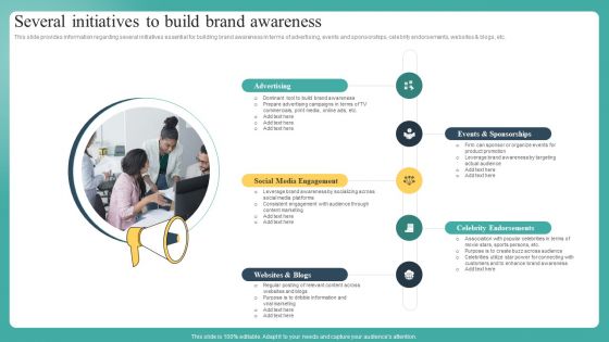 Several Initiatives To Build Brand Awareness Ppt Layouts Designs Download PDF
