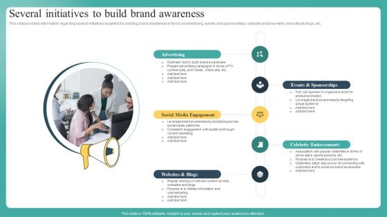 Several Initiatives To Build Brand Awareness Ppt Layouts Designs Download PDF