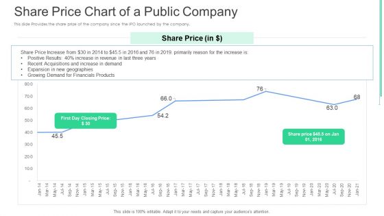 Share Price Chart Of A Public Company Ppt Layouts Graphic Tips PDF