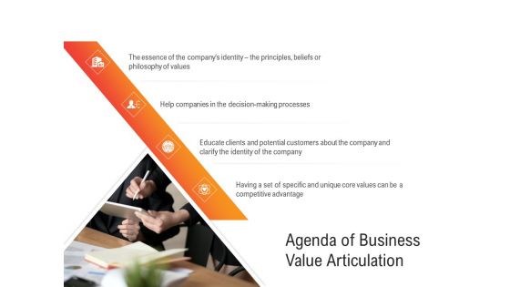 Shared Values In An Organization Agenda Of Business Value Articulation Pictures PDF