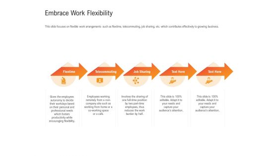 Shared Values In An Organization Embrace Work Flexibility Ppt Icon Inspiration PDF