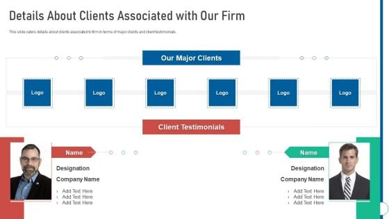 Shared Workspace Details About Clients Associated With Our Firm Ppt Summary Layouts PDF