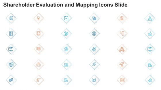 Shareholder Evaluation And Mapping Icons Slide Ppt Slides Designs PDF