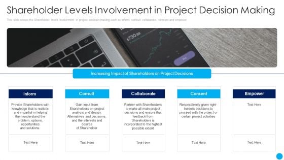 Shareholder Levels Involvement In Project Decision Making Techniques Increase Stakeholder Value Background PDF