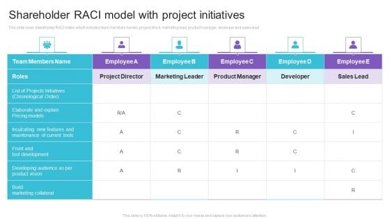 Shareholder RACI Model With Project Initiatives Guidelines PDF