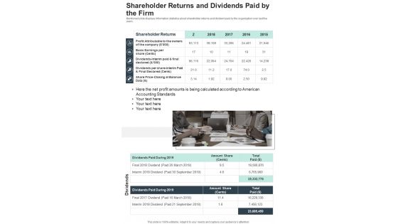 Shareholder Returns And Dividends Paid By The Firm One Pager Documents Shareholder Returns And Dividends Paid By The Firm One Pager Documents