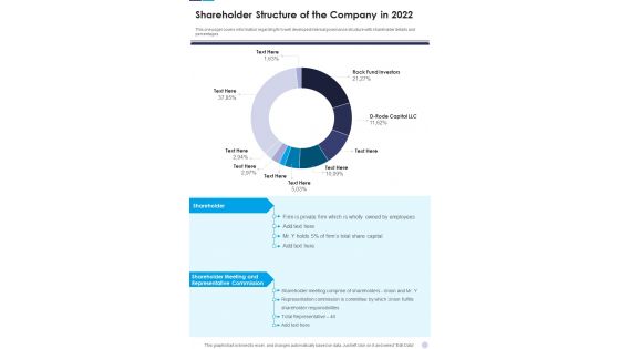 Shareholder Structure Of The Company In 2022 Template 201 One Pager Documents