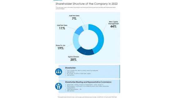 Shareholder Structure Of The Company In 2022 Template 313 One Pager Documents