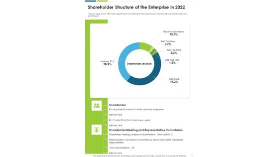 Shareholder Structure Of The Enterprise In 2022 One Pager Documents