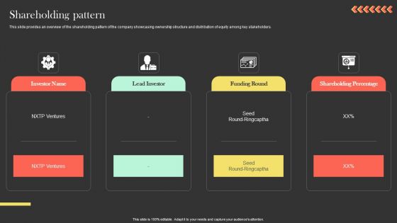 Shareholding Pattern Ringcaptcha Capital Funding Pitch Deck Summary PDF