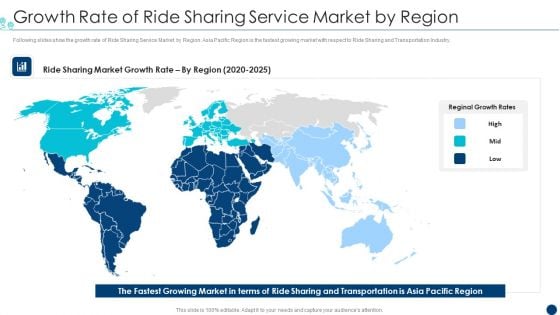 Shipment Services Pitch Deck Growth Rate Of Ride Sharing Service Market By Region Elements PDF