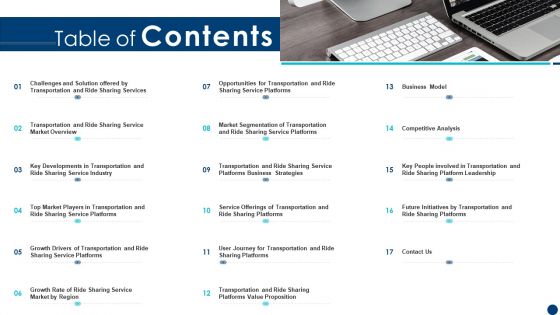 Shipment Services Pitch Deck Table Of Contents Information PDF
