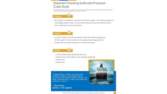 Shipment Tracking Software Proposal Case Study One Pager Sample Example Document