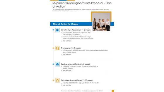 Shipment Tracking Software Proposal Plan Of Action One Pager Sample Example Document