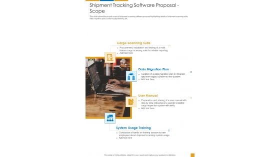 Shipment Tracking Software Proposal Scope One Pager Sample Example Document