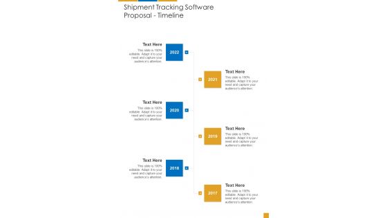 Shipment Tracking Software Proposal Timeline One Pager Sample Example Document Shipment Tracking Software Proposal Timeline One Pager Sample Example Document