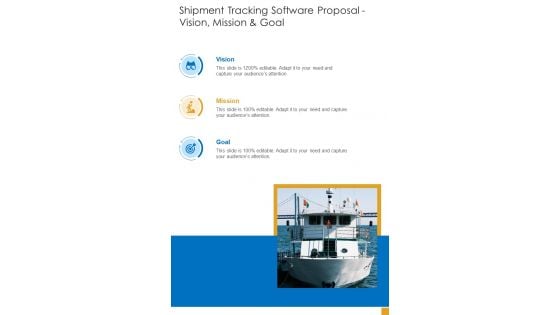 Shipment Tracking Software Proposal Vision Mission And Goal One Pager Sample Example Document