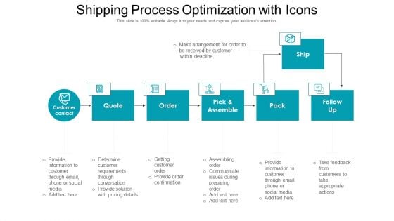 Shipping Process Optimization With Icons Ppt Styles Topics PDF