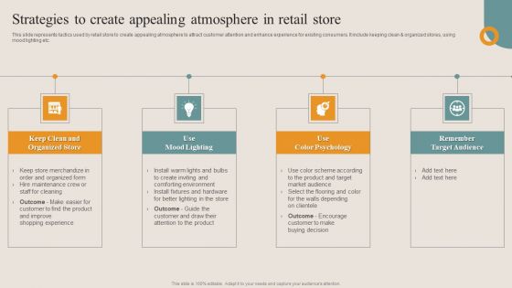 Shopper Advertisement Strategies Strategies To Create Appealing Atmosphere In Retail Inspiration PDF