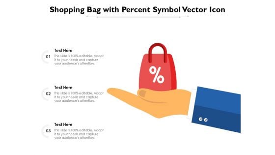 Shopping Bag With Percent Symbol Vector Icon Ppt PowerPoint Presentation Infographics Deck PDF