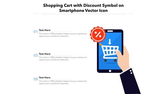 Shopping Cart With Discount Symbol On Smartphone Vector Icon Ppt PowerPoint Presentation Portfolio Ideas PDF