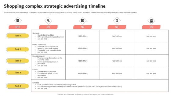 Shopping Complex Strategic Advertising Timeline Portrait PDF