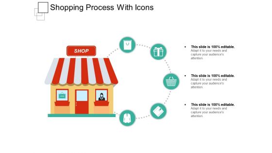 Shopping Process With Icons Ppt PowerPoint Presentation Outline Demonstration