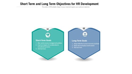 Short Term And Long Term Objectives For HR Development Ppt PowerPoint Presentation Gallery Format PDF