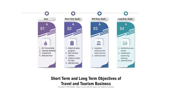 Short Term And Long Term Objectives Of Travel And Tourism Business Ppt PowerPoint Presentation Icon Show PDF