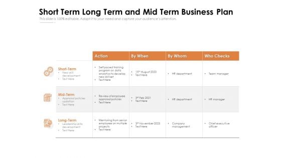 Short Term Long Term And Mid Term Business Plan Ppt PowerPoint Presentation File Introduction PDF