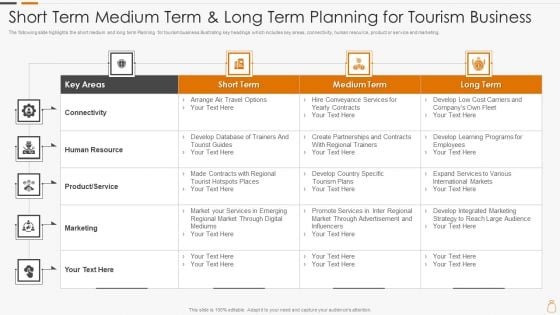 Short Term Medium Term And Long Term Planning For Tourism Business Infographics PDF