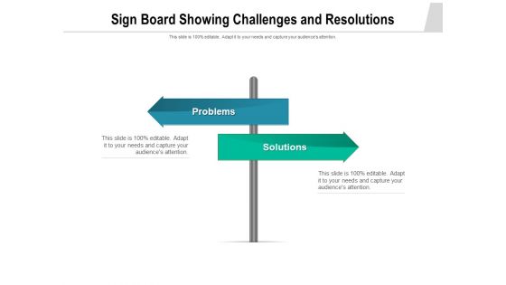 Sign Board Showing Challenges And Resolutions Ppt PowerPoint Presentation Gallery Slides PDF