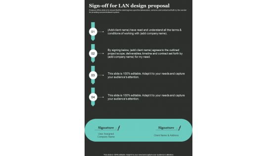 Sign Off For LAN Design Proposal One Pager Sample Example Document