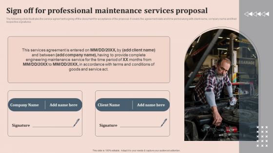 Sign Off For Professional Maintenance Services Proposal Sample PDF