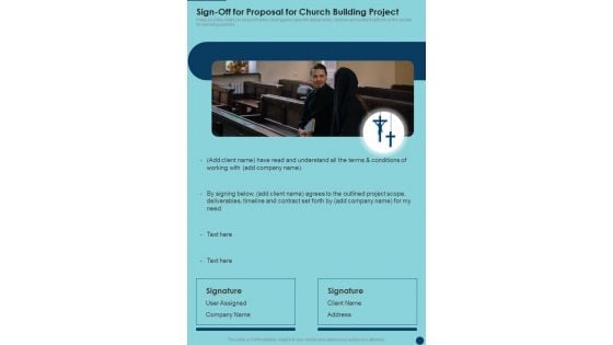 Sign Off For Proposal For Church Building Project One Pager Sample Example Document Sign Off For Proposal For Church Building Project One Pager Sample Example Document