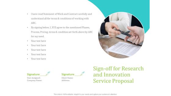 Sign Off For Research And Innovation Service Proposal Ppt PowerPoint Presentation Layouts Clipart Images PDF Sign Off For Research And Innovation Service Proposal Ppt PowerPoint Presentation Layouts Clipart Images PDF