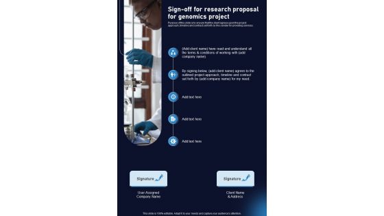 Sign Off For Research Proposal For Genomics Project One Pager Sample Example Document